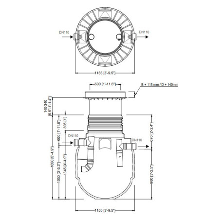 Séparateur de graisses et d'huiles de 900 litres pour ateliers, ferrailleurs et restaurants | Conforme à la norme UNE-1825