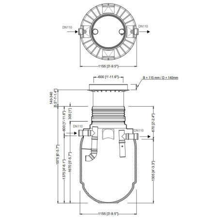 1200 liter Grease and Oil Separator for workshops, scrap yards, restaurants | Complies with UNE-1825 standard