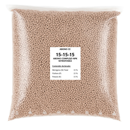 Fertilizante Triplo 15, 1 kg | 15% Nitrogênio, 15% Fósforo, 15% Potássio, 5% Enxofre | Para todas as culturas