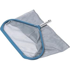Coletor de folhas para fundo de piscina com estrutura robusta de alumínio e rede durável para remoção eficaz de detritos.