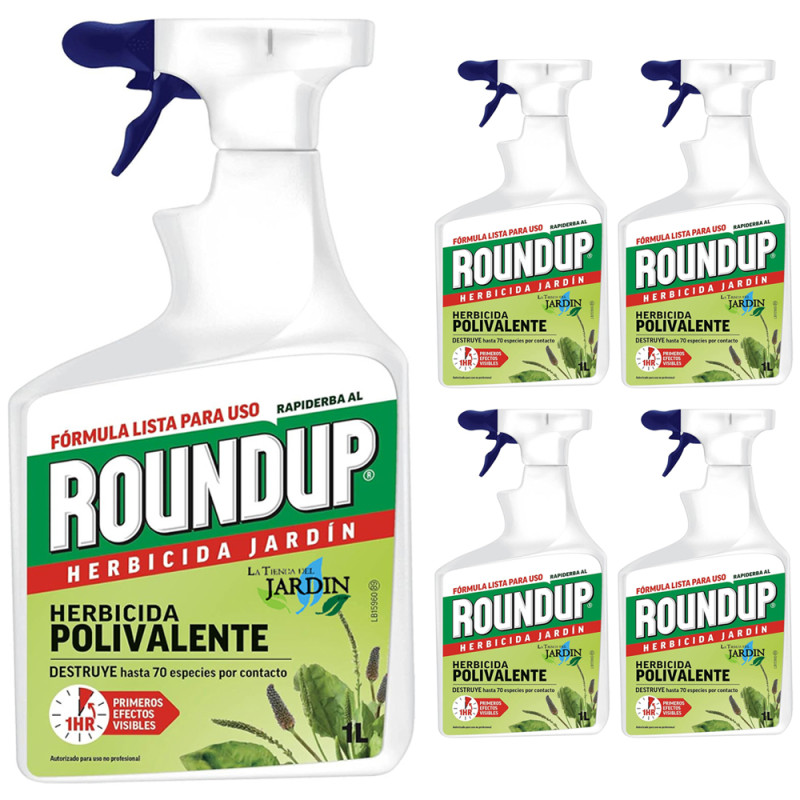 Désherbant professionnel ROUNDUP Total 5 litres | Élimine les mauvaises herbes, solution pour jardins, vergers et espaces extéri