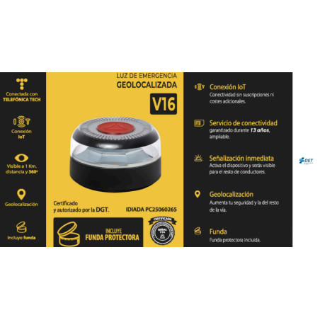 Luz de Emergencia coche V16 Homologada DGT con Geolocalización