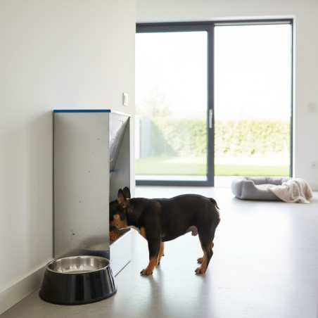 Distributore Cibo Cani 63 litri. Chiusura Manuale con Coperchio Ribaltabile, 40x35x80 cm