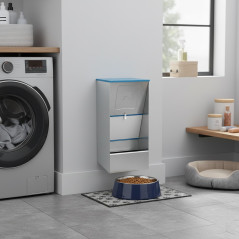 Comedero Tolva para Perros 10L Galvanizado | Dispensador Autoservicio 24x20x46 cm | Alimentador Metálico Resistente Exterior