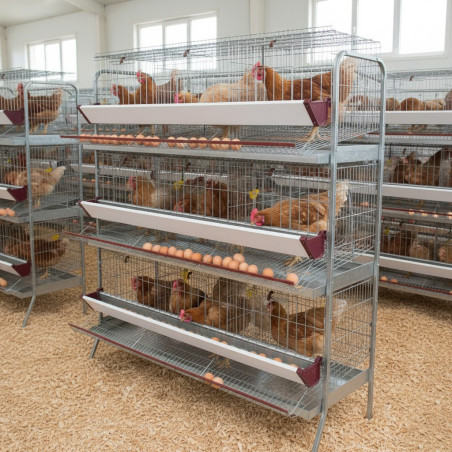 Legehennen-Stall mit 9 Fächern, ideal für 45 Hühner, Käfige für Legehennen in Batterieform, 154x70x185 cm