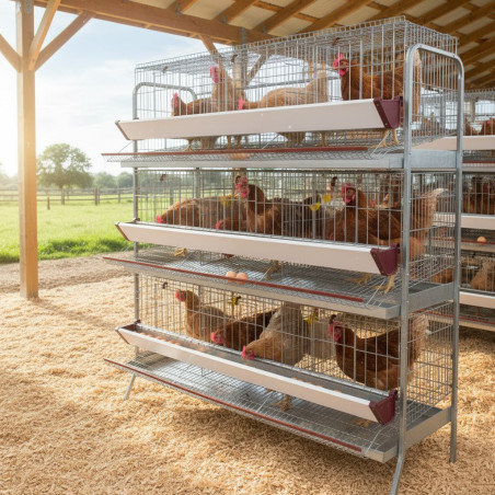 Bateria para Gallinas Ponedoras 9 Compartimentos para 45 Gallinas