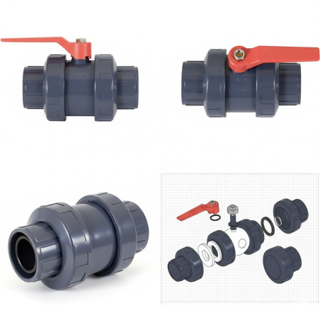 Robinet d'arrêt PVC 20 mm | Colle pour robinet d'arrêt d'eau | Ø 20 mm PN 10 | Robinet à bille en pâte PVC