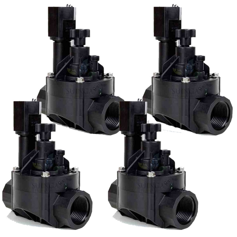 Lot de 4 Électrovanne d'arrosage Rain Bird 100HVF, 24V, 1'' avec régulateur de flux, pour les programmeurs électriques