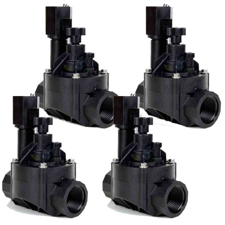 Set di 4 Elettrovalvola di Irrigazione Rain Bird 100HVF, 24V, 1'', con Regolatore di Flusso, per Programmatori Elettrici
