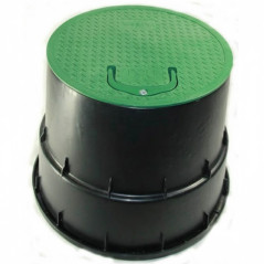 Circular irrigation box with handle, Ø25 cm lid, Ø33 cm base, black and green, for gardening