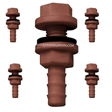Pack 5 Racor de salida para depósito de plástico con conexión 10 mm