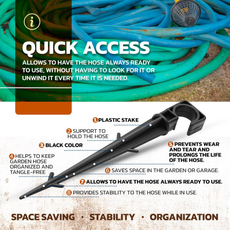 Pack 10 Estaca Sujeta Manguera 16-20mm Ø | Estacas Riego Huerto