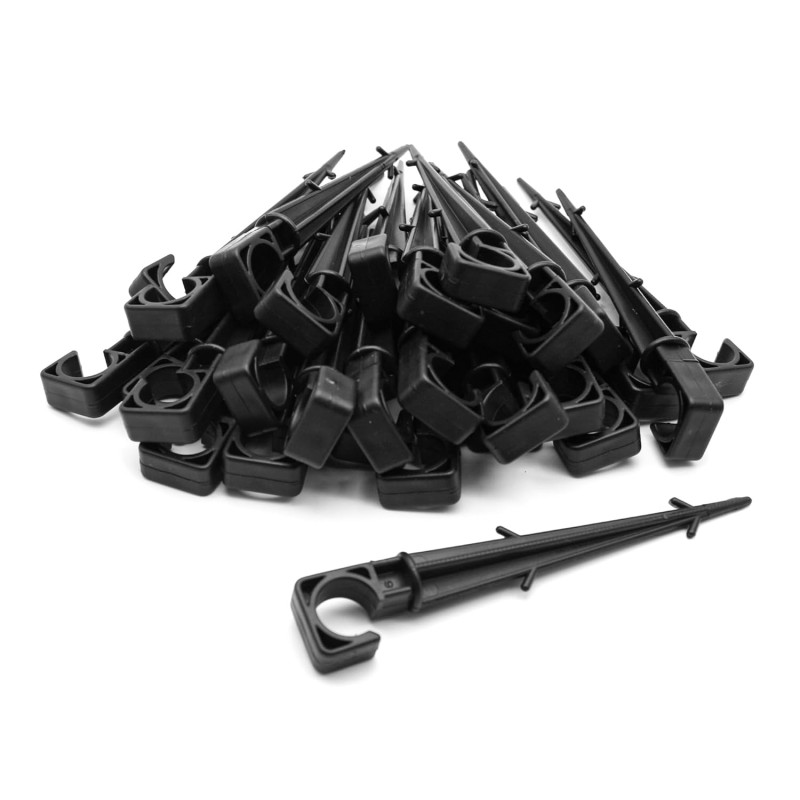 Set di 100 Picchetti Picchetto Ferma tubo per Irrigazione Gancio Ganci Tubi 16mm