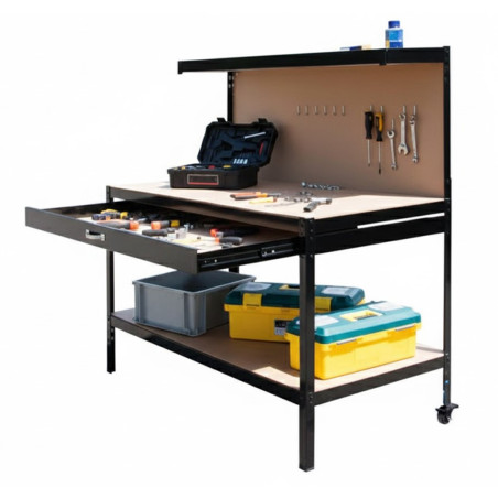 Établi renforcé 150 x 120 x 60 cm | Table d'atelier et de rangement d'outils