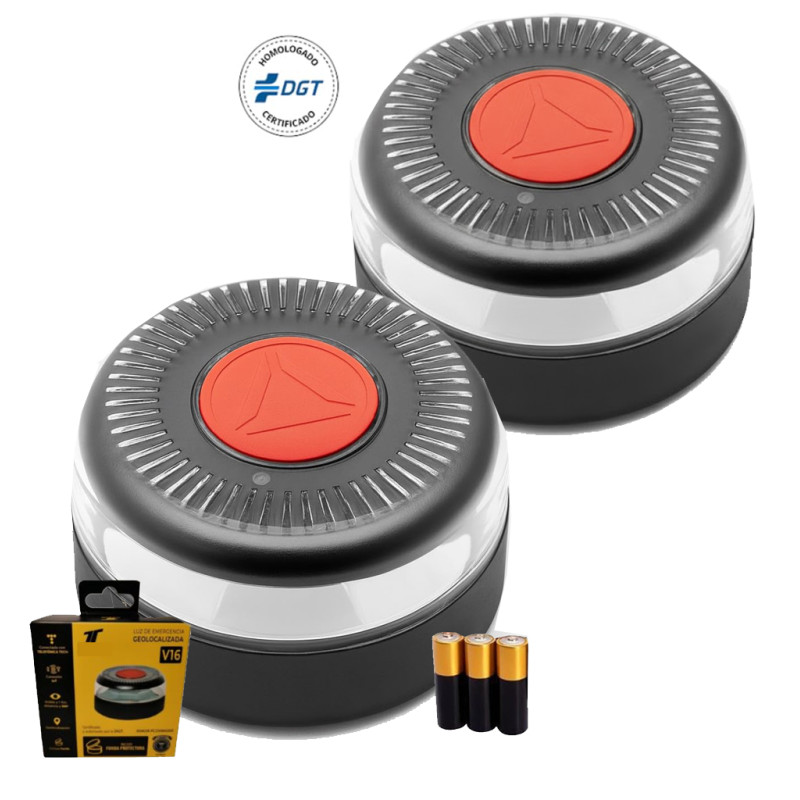 Lot de 2 Lumière d’Urgence Voiture V16 Homologuée avec Géolocalisation