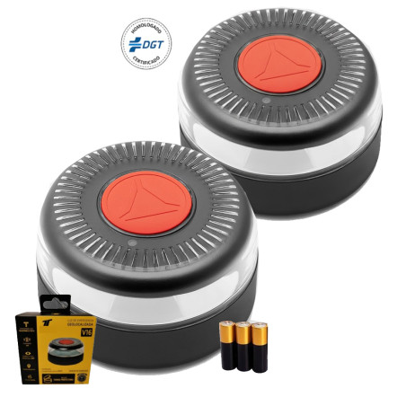 Set di 2 Luces di Emergenza Auto V16 Omologata con Geolocalizzazione