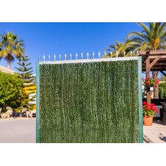 Premium künstliche Hecke mit feinen Blättern, 110 Ruten, 1,5 x 3 Meter, 100% Sichtschutz.