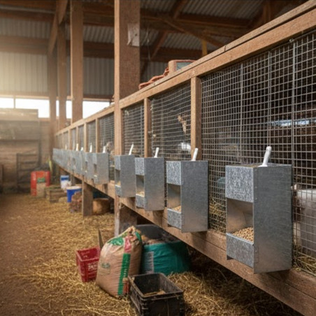 Comedero Tolva para Conejos Macho | 16x14x30 cm | Dispensador de Comida de Gran Capacidad | Abierto para Relleno Fácil