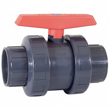 Vanne PVC 75. Vanne à tournant sphérique en PVC fileté de 75 mm. Robinet Enfilage à bille fileté 2 1/2''