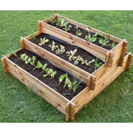 Huerto Urbano Escalera 3 alturas 134x88x40 cm, ideal para cultivo urbano en espacios reducidos