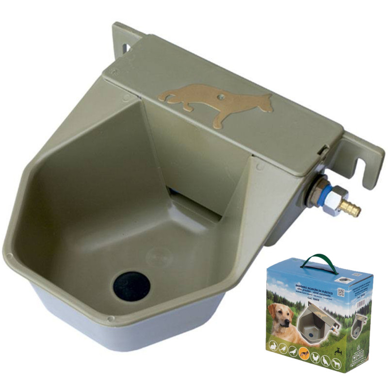 Abbeveratoio in Plastica per Cani. 18x22x10 cm. Include Fissaggio a Parete e Tappo di scarico