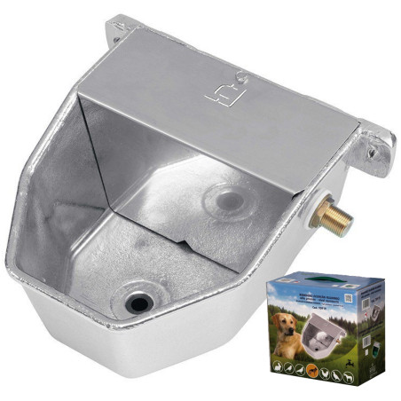 Abbeveratoio in Alluminio Alta Pressione per Cani. 18 x 22 x 13 cm. Include Fissaggio a Muro e Tappo di scarico