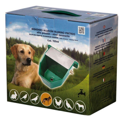 Bebedero de aluminio lacado de alta presión para perros, animales domesticos, 18x22x13 cm. Se puede montar en la pared