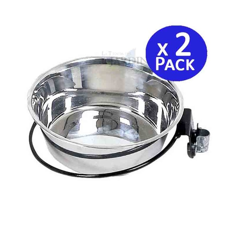 2 x Abreuvoir pour chien en acier inoxydable de 1,75 litres