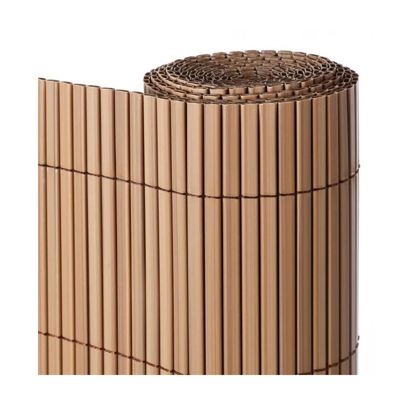 Cañizo PVC Marrón Teka | Cañizo Ocultacion PVC Doble Cara 1,5x3 metros | Valla Privacidad Pantalla | Valla Decoracion Exterior