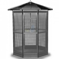 Galvanized 8-Sided Aviary 150x235 cm | Large Bird Cage | Aviary for Parrot, Canary, Cockatiel, Macaw, and Other Birds