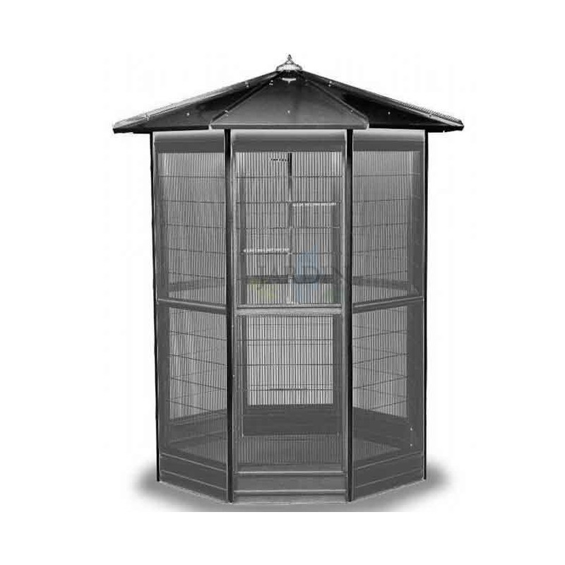 Gaiola aviária octogonal para papagaios e pássaros, 150 x 235 cm | Estrutura galvanizada, ideal para pássaros grandes Gaiola aviária octogonal para papagaios e pássaros, 150 x 235 cm | Estrutura galvanizada, ideal para pássaros grandes