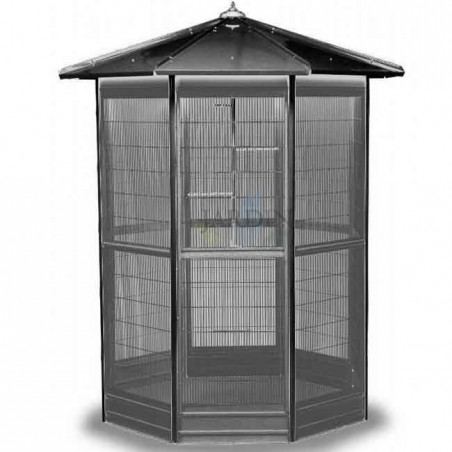 Galvanized 8-Sided Aviary 150x235 cm | Large Bird Cage | Aviary for Parrot, Canary, Cockatiel, Macaw, and Other Birds