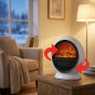 Chauffage électrique 750W - 1500W oscillant avec effet de bois décoratif et flammem, 2 niveaux de température