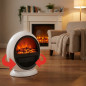 Aquecedor elétrico oscilante de 750W - 1500W com efeito de lenha decorativo e chama, 2 níveis de temperatura