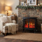 Camino Elettrico con effetto Fiamma e Termostato. 2 impostazioni di temperatura 1000W - 2000W. 70x36x66cm, Nero