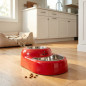 Gamelle double pour chiens en acier inoxydable, antidérapante, Rouge. 350 et 380 ml Petipop, 35x21x10 cm