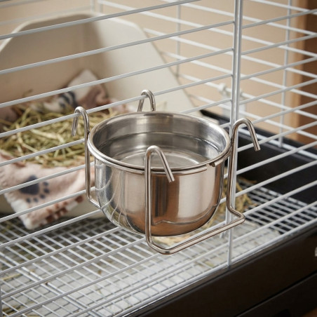 Edelstahl-Wassernapf für Haustiere mit Aufhängehaken | 0,9 Liter, Ø 14,5 cm, 12 x 5,5 cm