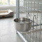 Gamelle d'eau en acier inoxydable pour animaux de compagnie avec crochet de suspension | 0,9 litre Ø 14,5 cm, 12 x 5,5 cm Gamelle d'eau en acier inoxydable pour animaux de compagnie avec crochet de suspension | 0,9 litre Ø 14,5 cm, 12 x 5,5 cm