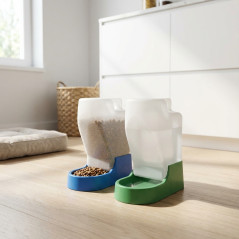 Tigela de comida e água 2 em 1 para cães pequenos, gatos e animais de estimação, 5 litros, 13 x 24 x 30 cm