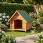 Niche pour Chiens en Bois avec Toit Pointu Rabattable, 85x98x97 cm, Imperméable & Durable, Intérieure ou Extérieure