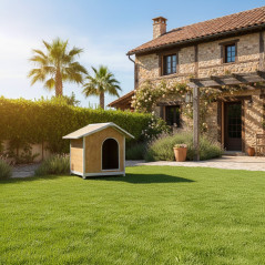 Casinha de cachorro de PVC com teto dobrável 118x108x109cm, à prova d'água e durável, interna ou externa