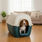 Caseta exterior para perros, resistente a golpes y rayos UV, desmontable para limpieza, 70x58x50 cm