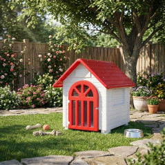 Kunststoffhütte für Hunde, Modell Almería, 54x74x71 cm. Haltbarkeit und Widerstandsfähigkeit