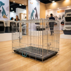 Gaiola para transporte e exposição de cães com piso