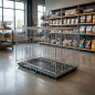 Dog cage for transport and exhibition with floor