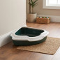 Caixa de areia para gatos de canto com borda branca, 56x43x16 cm, caixa de areia para gatos, banheiro para gatos