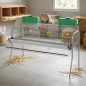 Batteria per 15 Galline ovaiole in 6 reparti 155x70x95 cm. Protezione anti-spreco. Mangiatoia in lamiera laccata.