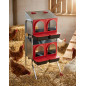 Caja Nido Galvanizada para Aves de Corral, Ponedero para Gallinas 4 Compartimentos con Patas, 16/20 Gallinas, 56x47x123 cm