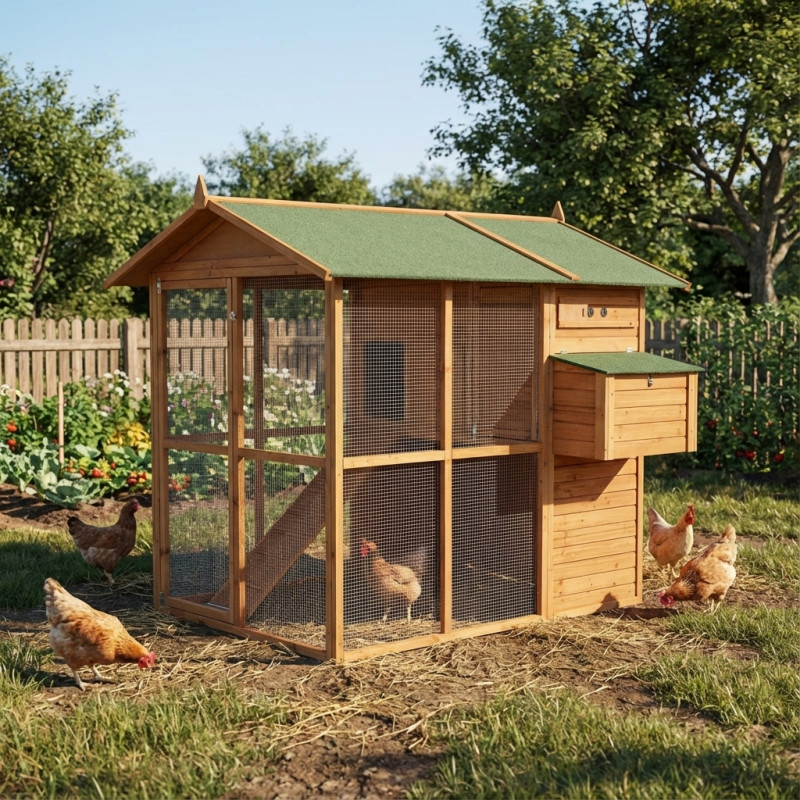 Brussels model wooden chicken coop 177x193x173 cm