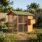 Casetta in Legno per Galline a Due Piani con Tetto. Include Nidi e Ponedero Nella parte Superiore con Porta d'accesso Casetta in Legno per Galline a Due Piani con Tetto. Include Nidi e Ponedero Nella parte Superiore con Porta d'accesso